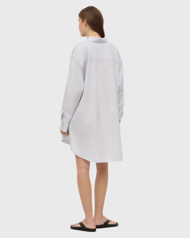 Cora Stripe Shirt Dress White/Navy Stripe