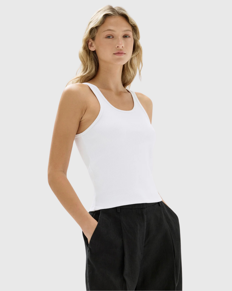 Drew Rib Tank White