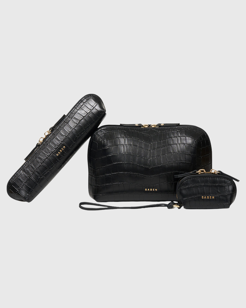 Tate Tech Pouch Black Matte Croc