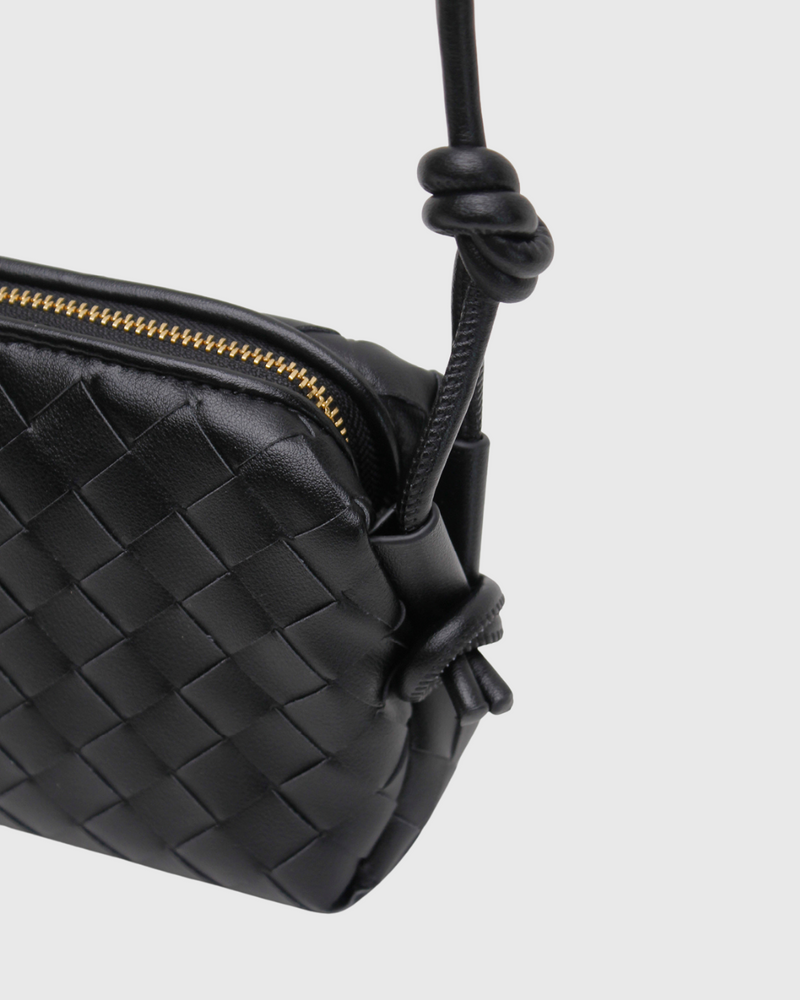 Woven Dumpling Bag Black