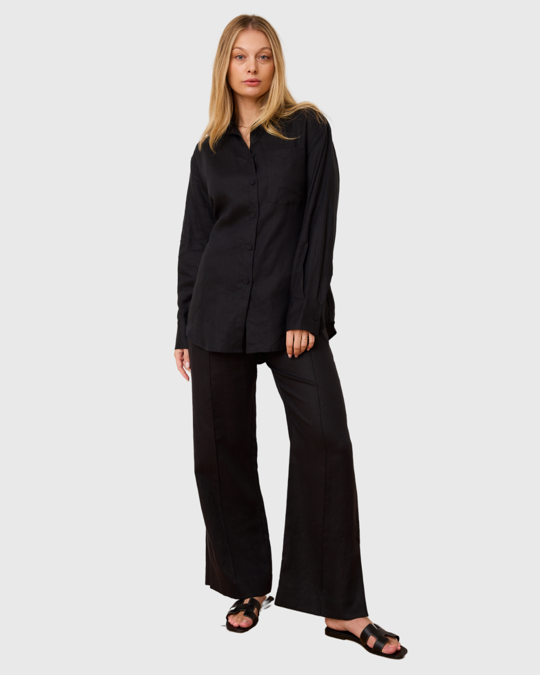 9-5 Shirt Black Linen – BAZAAR BOUTIQUE