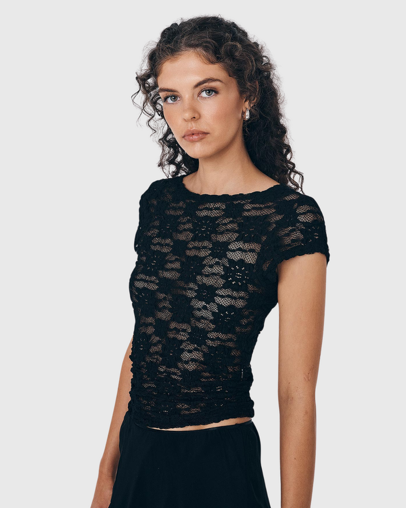 Galo Sunflower Lace Tee Noir
