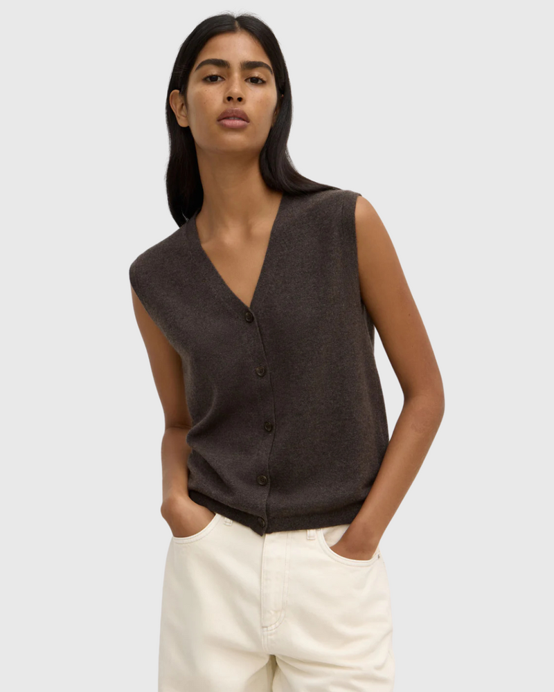 Lara Cashmere Knit Tank Ganache Marle