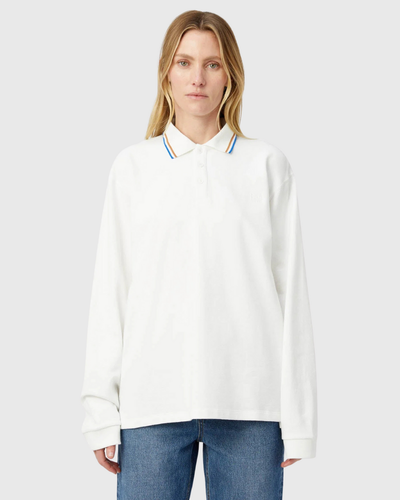Aqui Long Sleeve Monogram Top Cream