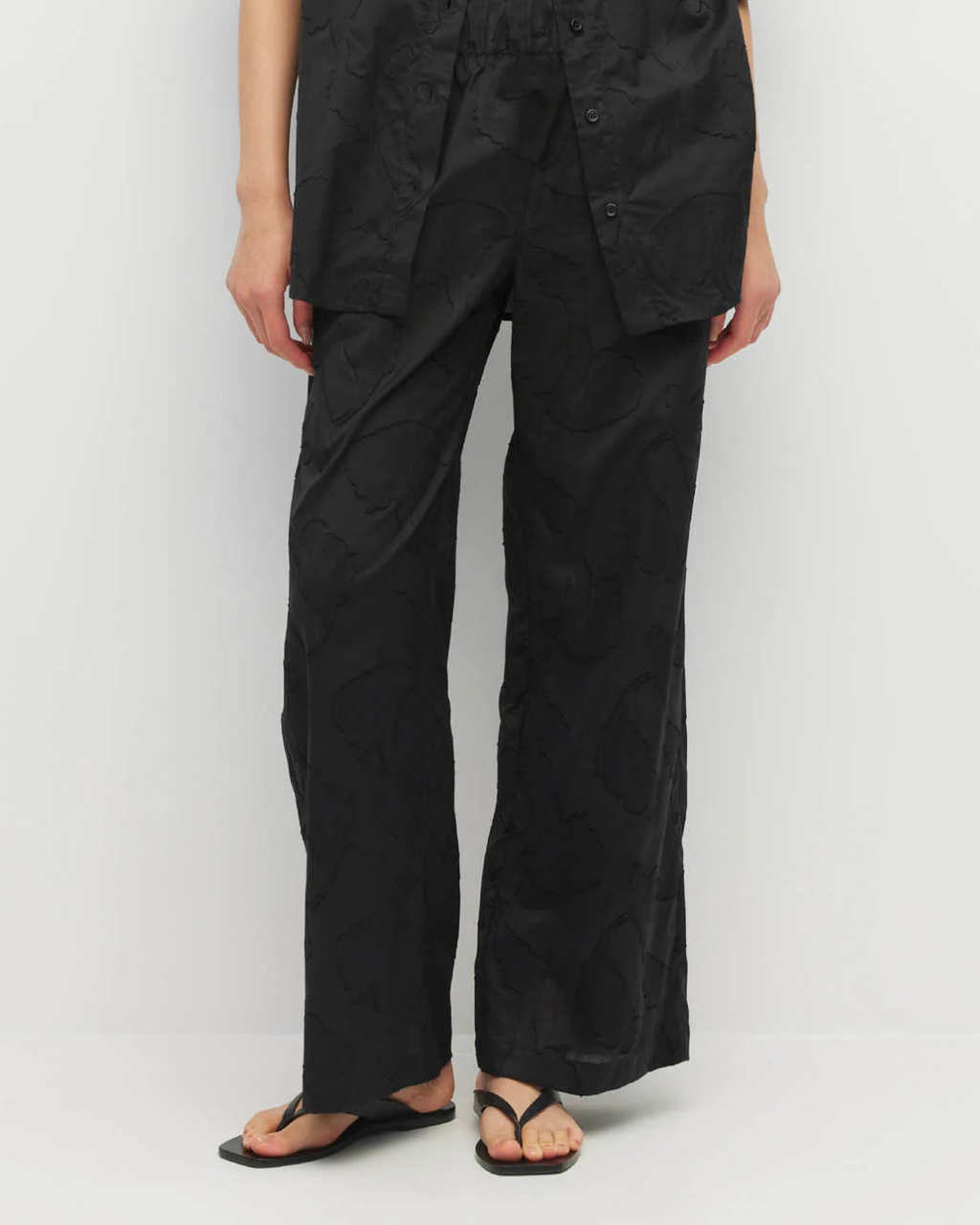 Koa Trouser (Floral Cotton Jacquard) Black