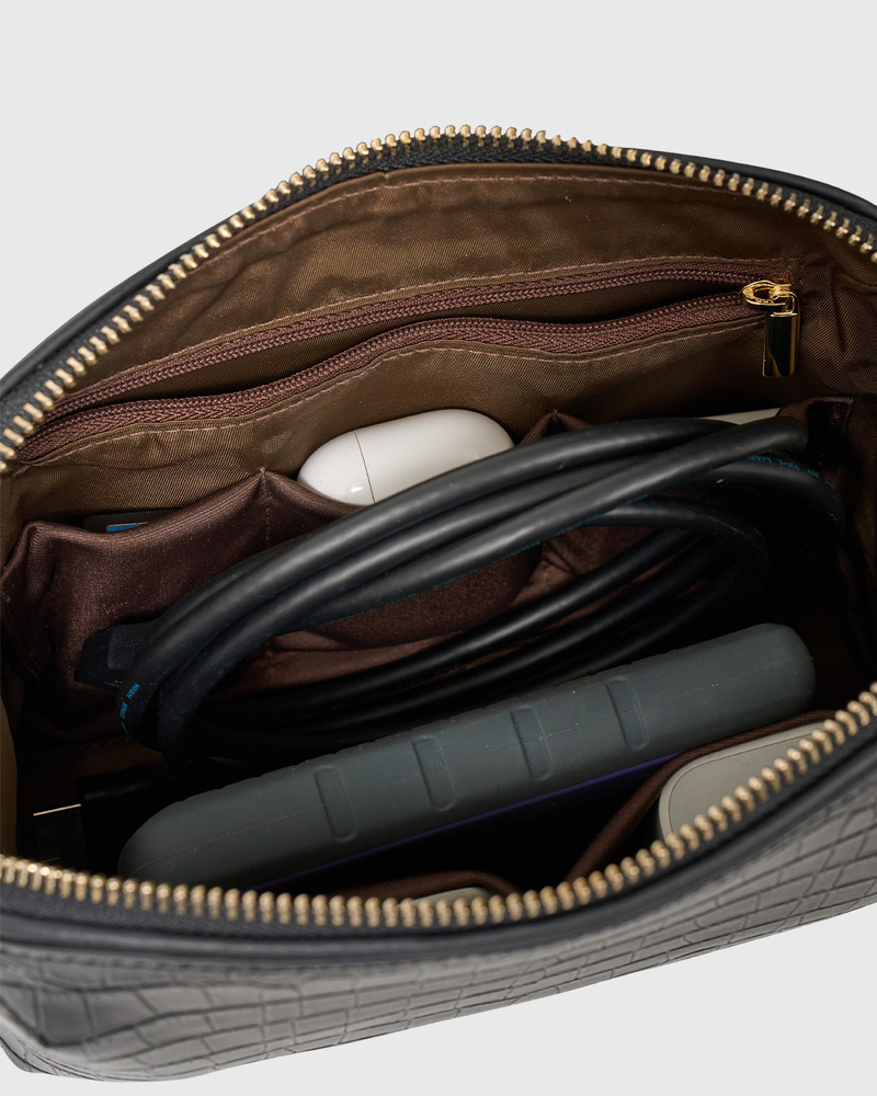 Tate Tech Pouch Black Matte Croc