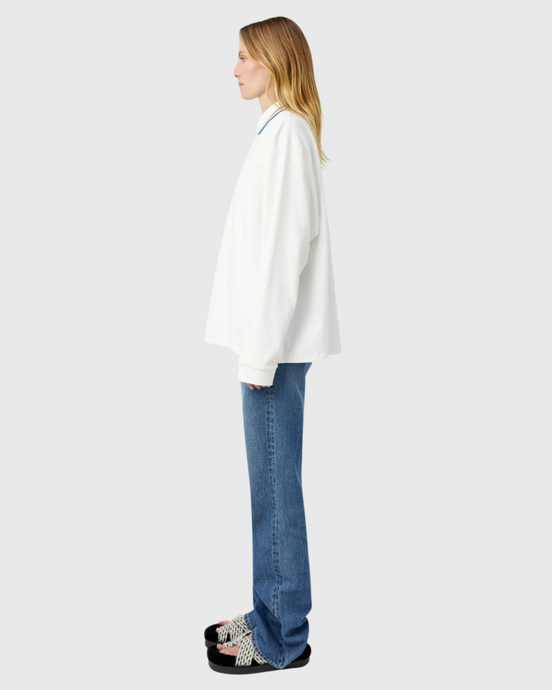 Aqui Long Sleeve Monogram Top Cream