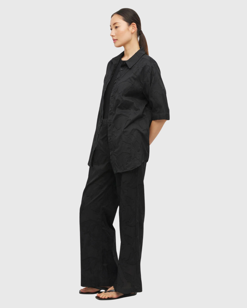 Koa Trouser (Floral Cotton Jacquard) Black