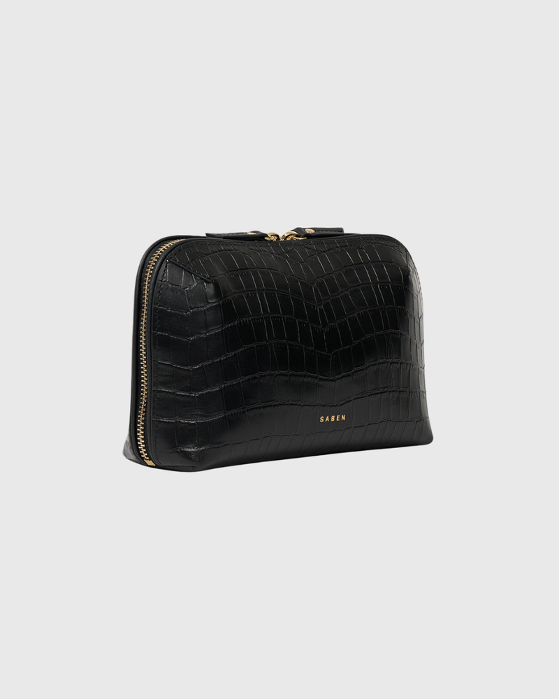 Tate Tech Pouch Black Matte Croc