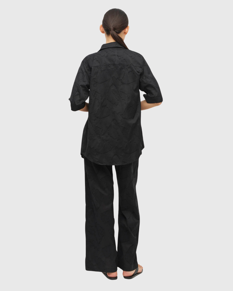 Koa Trouser (Floral Cotton Jacquard) Black