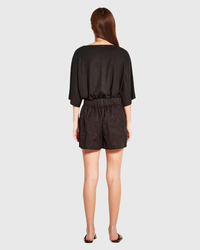 Robin Short (Floral Cotton Jacquard) Black