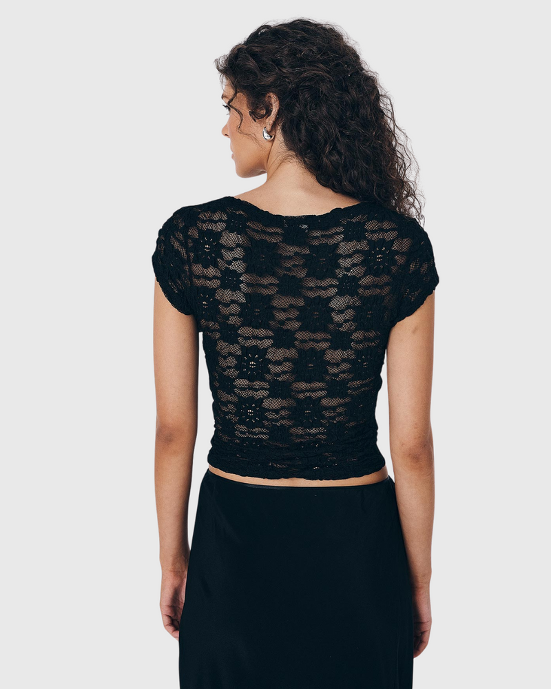 Galo Sunflower Lace Tee Noir
