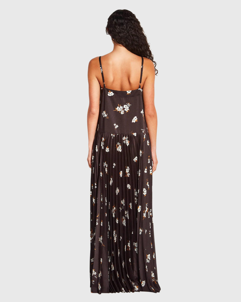 Betty Pleat Dress (Moonflower Twill) Golden