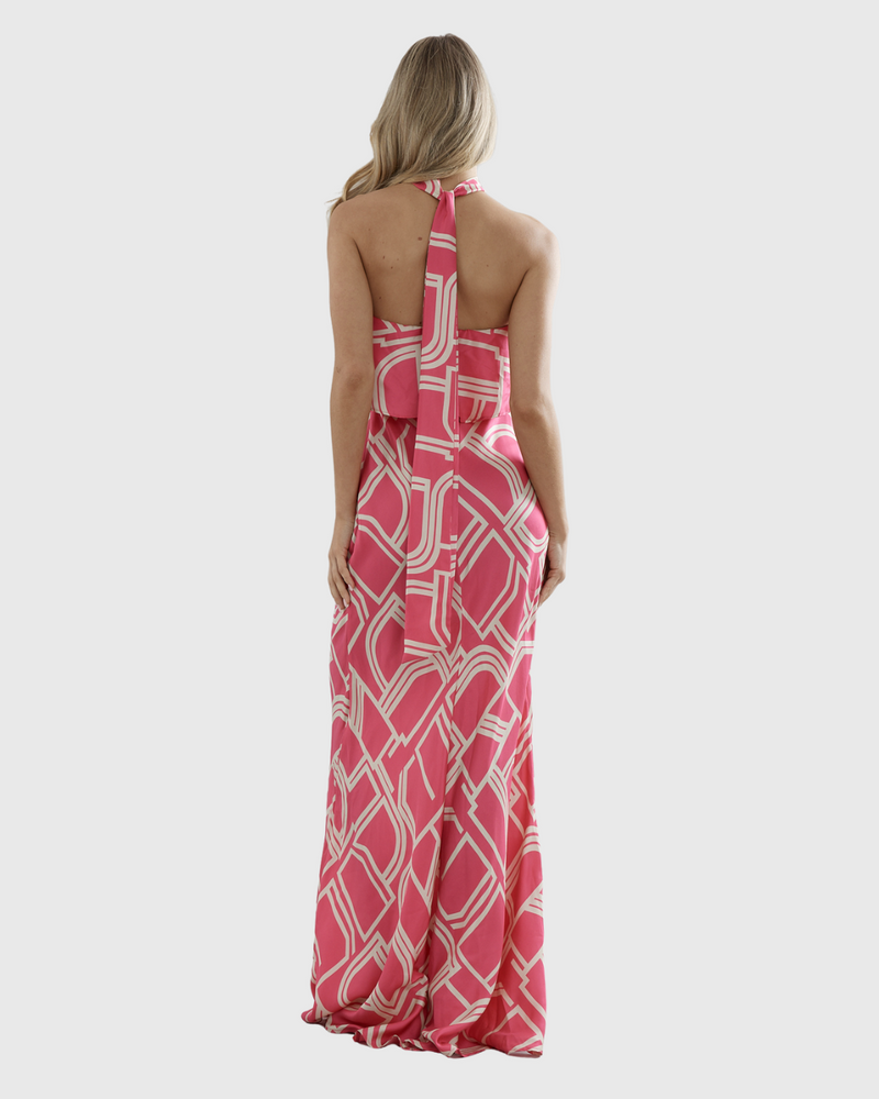 Goldie Gown Pint Abstract Silk