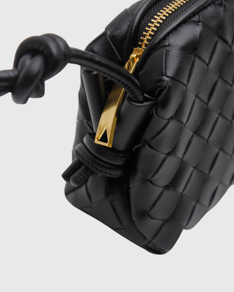 Woven Dumpling Bag Black