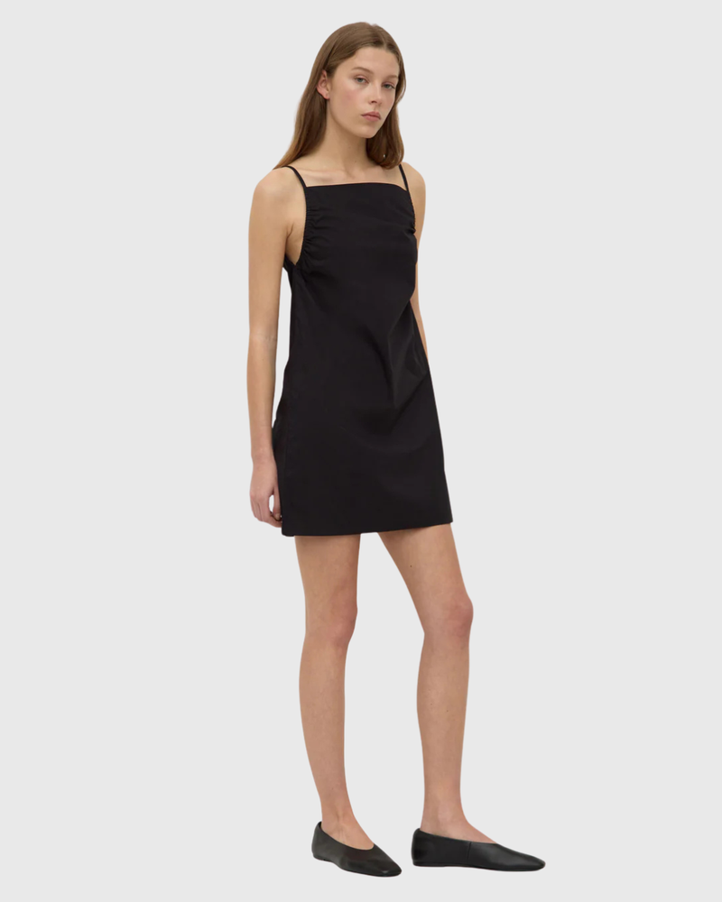 Annie Poplin Mini Dress Black