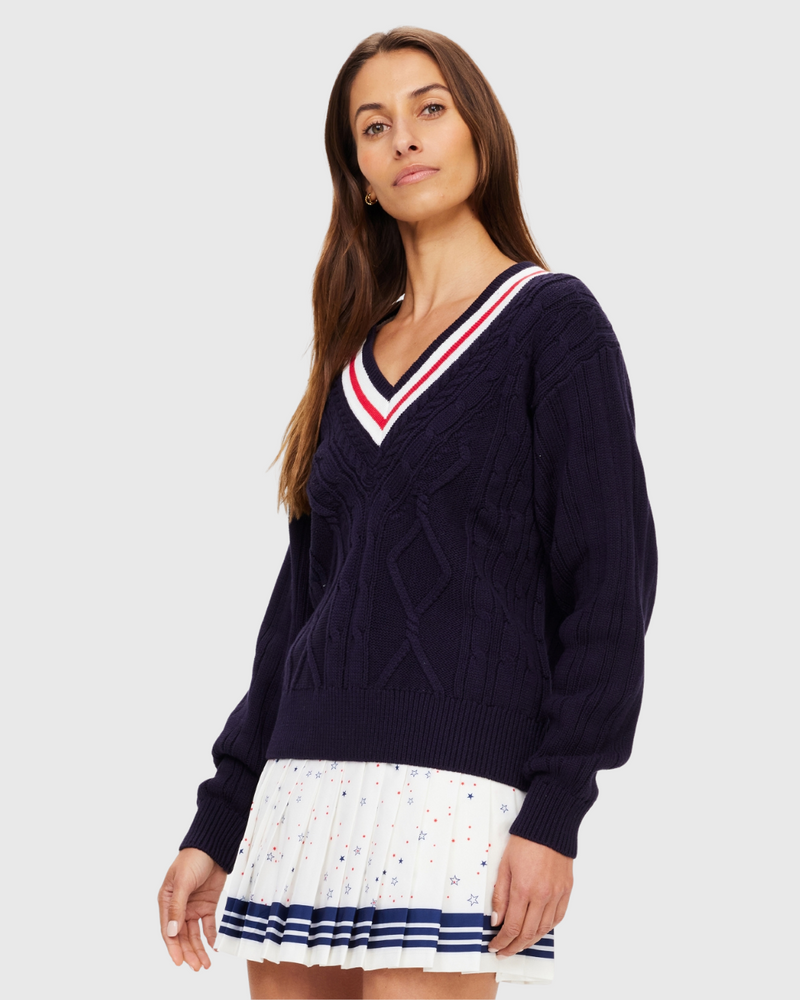 Renshaw Josette V Neck Sweater Navy