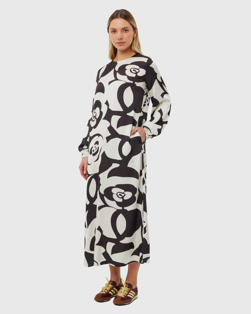 Maggie Dress Mono Flower