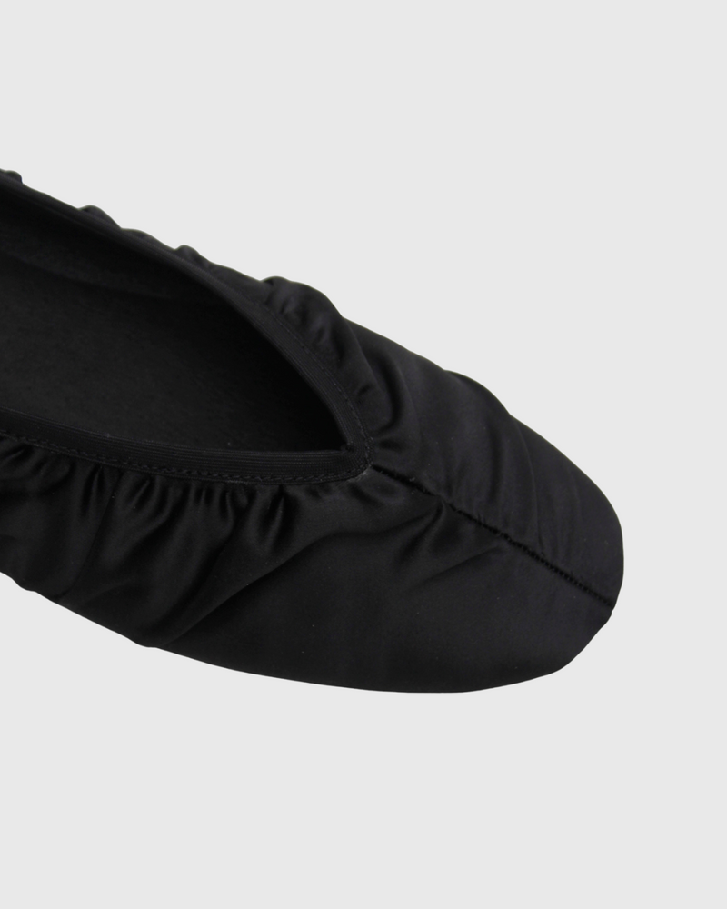 Gathered Flat Black Satin