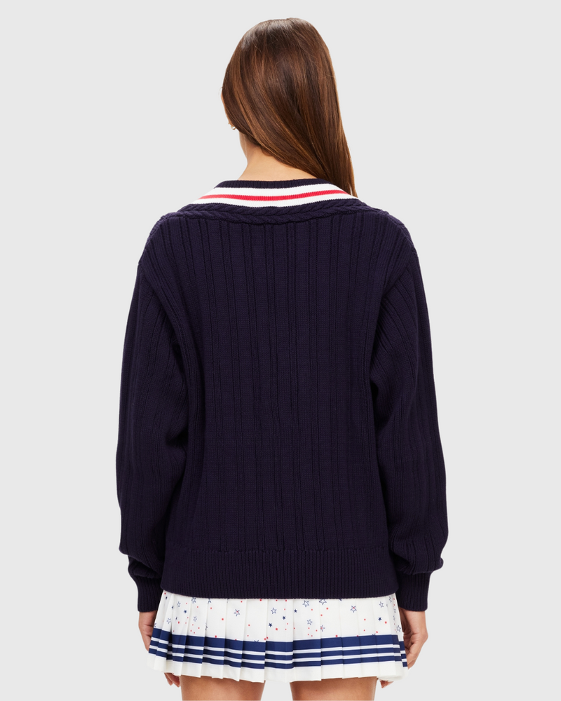 Renshaw Josette V Neck Sweater Navy