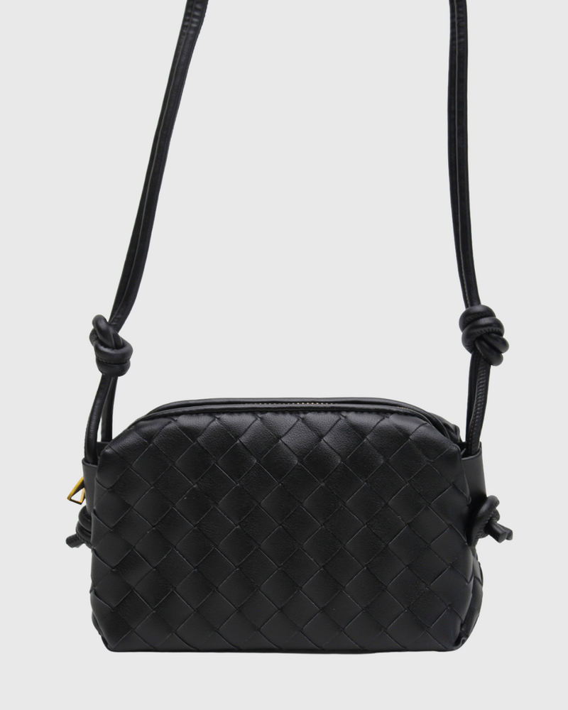 Woven Dumpling Bag Black
