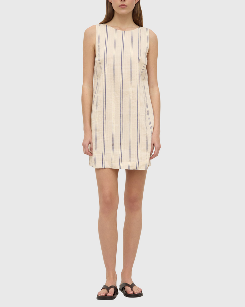Ulani Stripe Mini Dress Cream/Blue