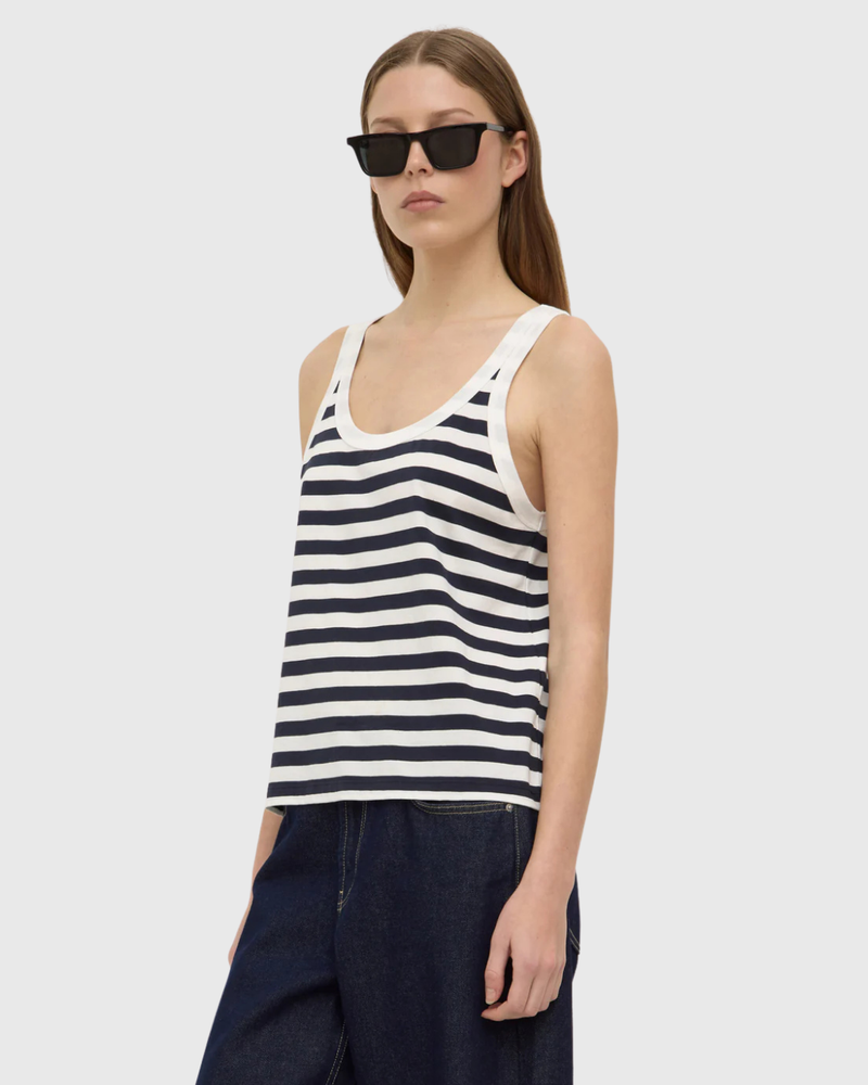 Adria Stripe Jersey Tank Antique White/Navy