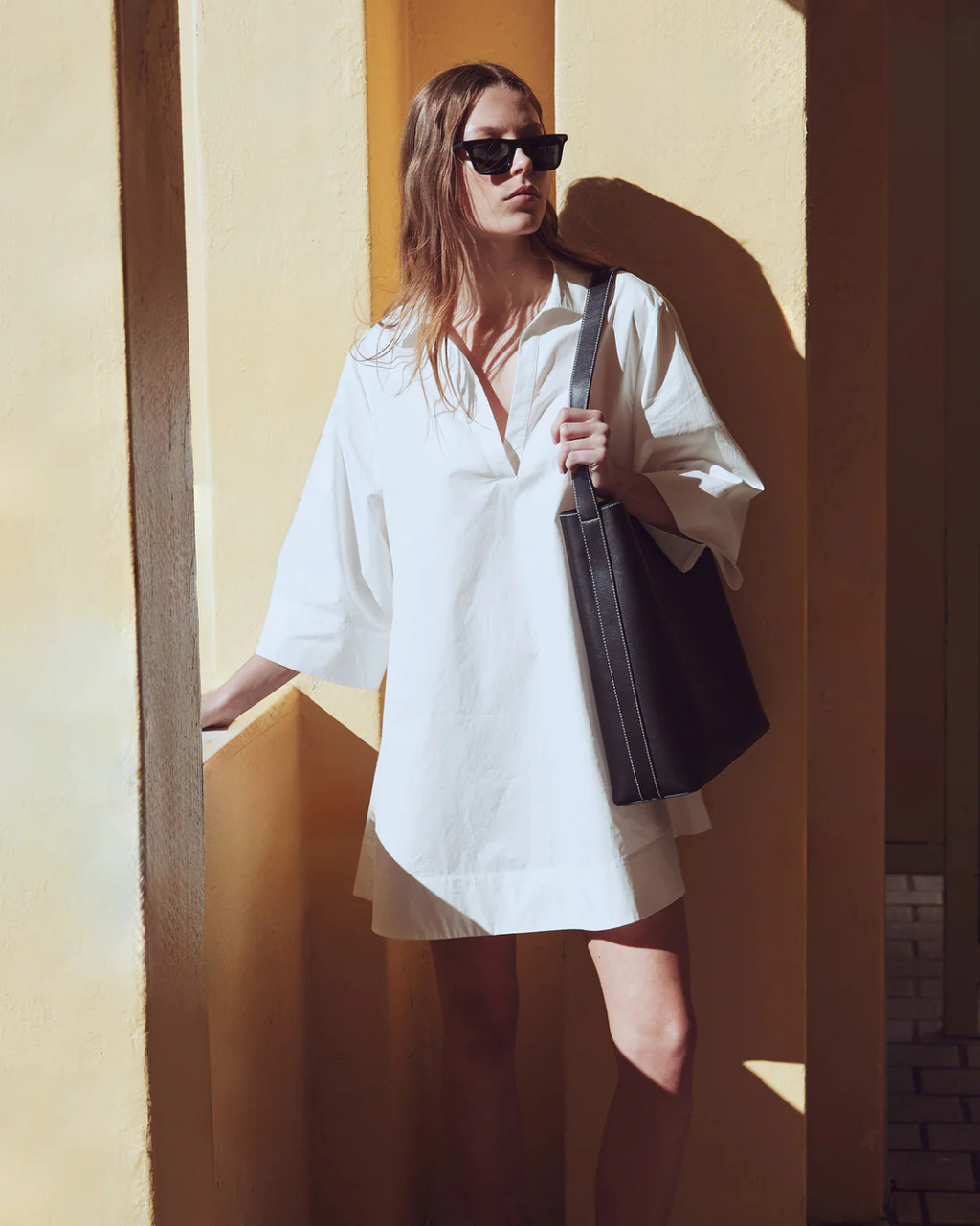 Claire Mini Shirt Dress White