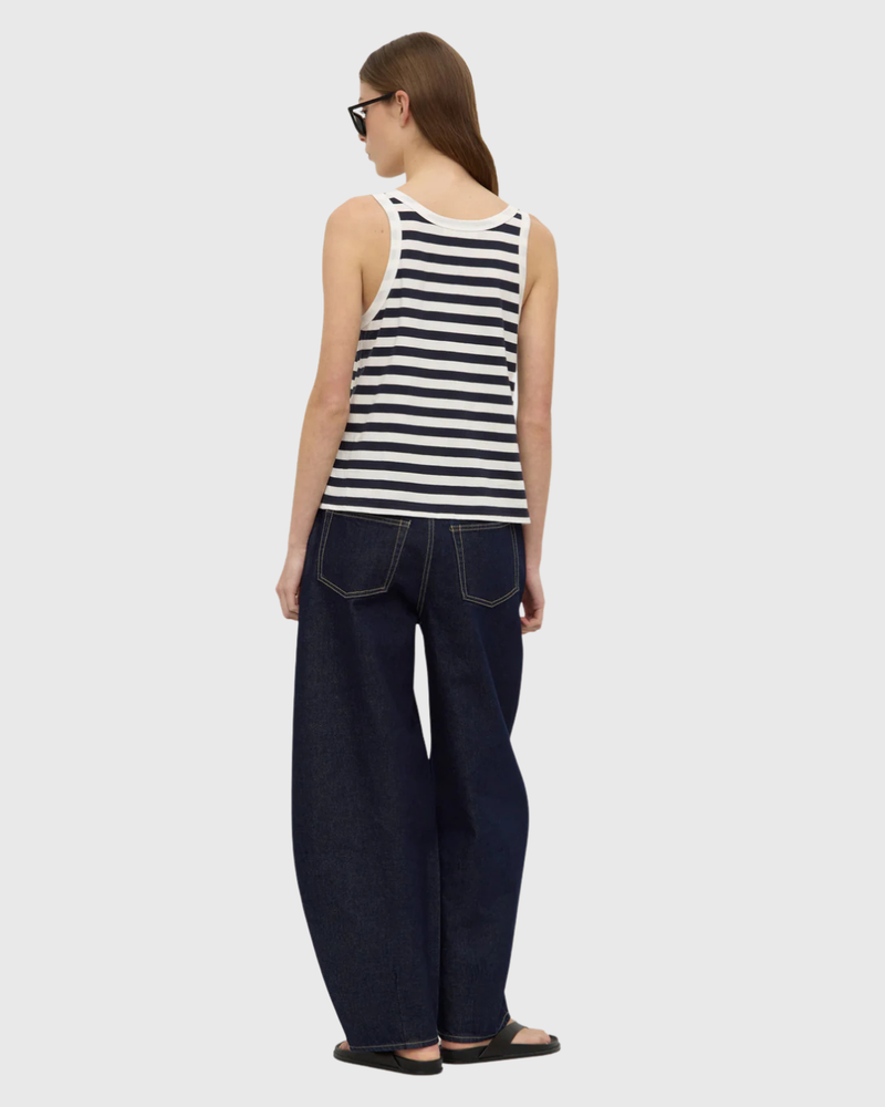 Adria Stripe Jersey Tank Antique White/Navy