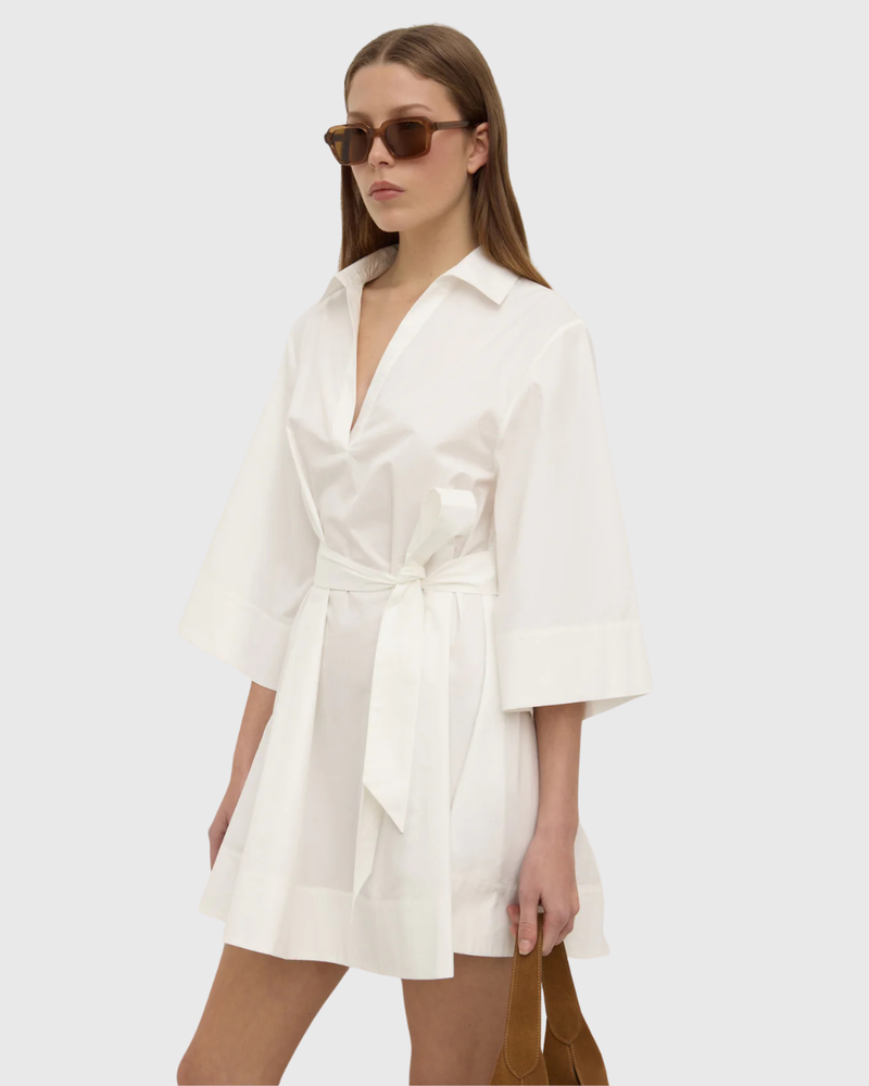 Claire Mini Shirt Dress White