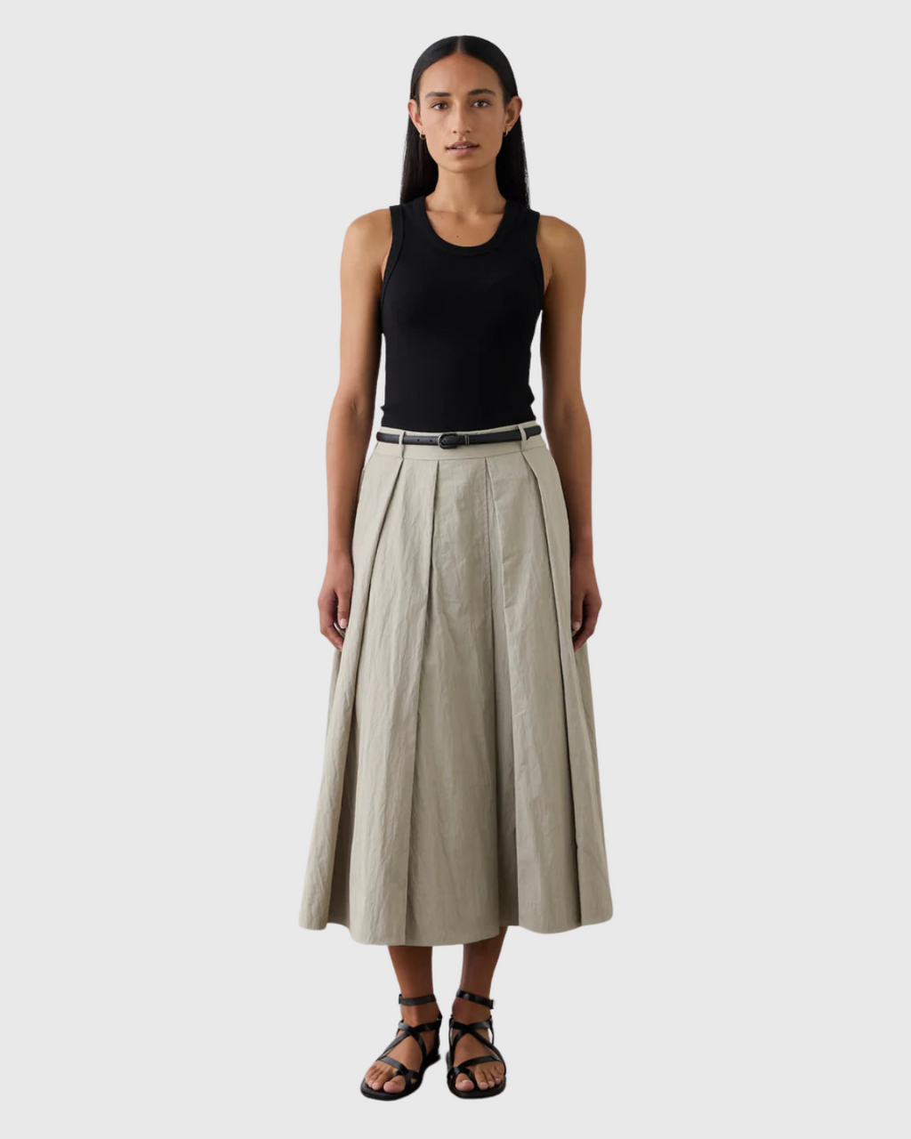 Full Pleated Skirt Pale Sage