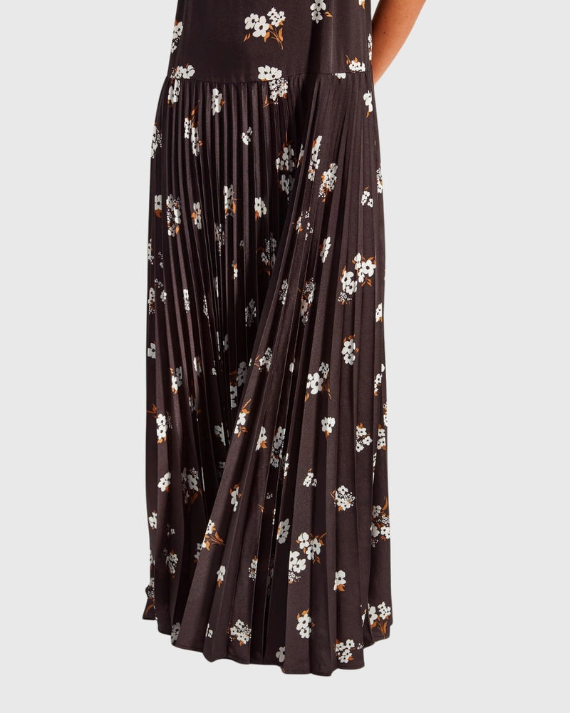 Betty Pleat Dress (Moonflower Twill) Golden