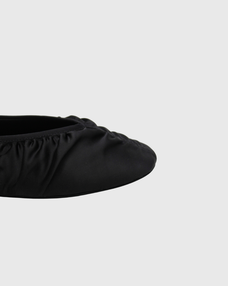 Gathered Flat Black Satin