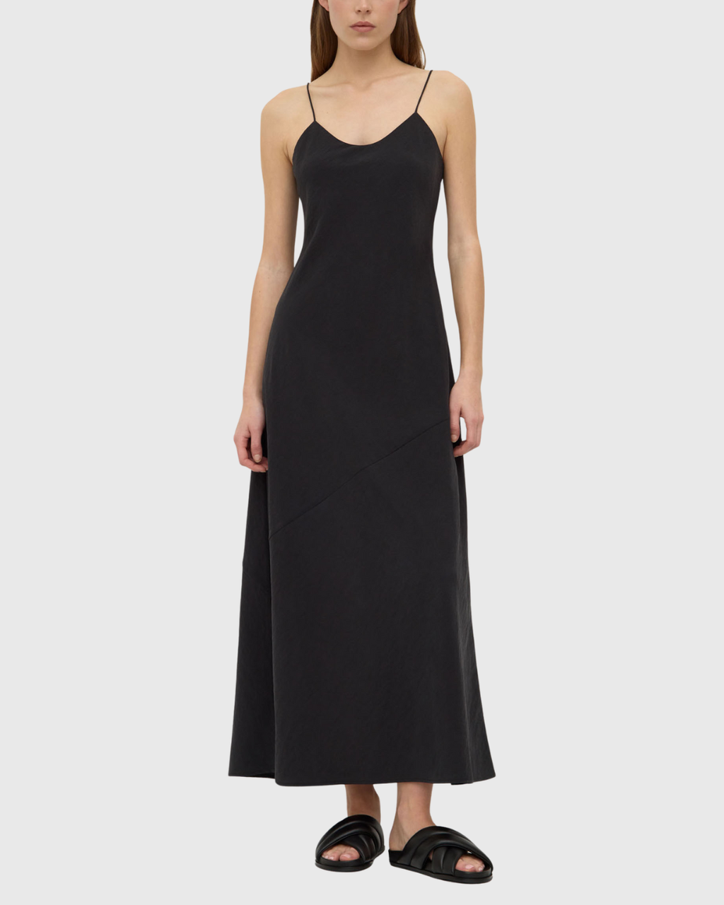 Heather Silk Blend Maxi Dress Black