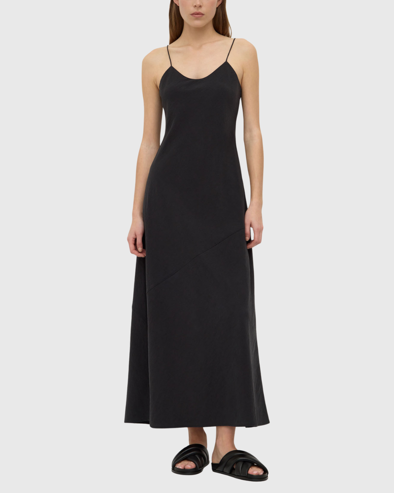 Heather Silk Blend Maxi Dress Black