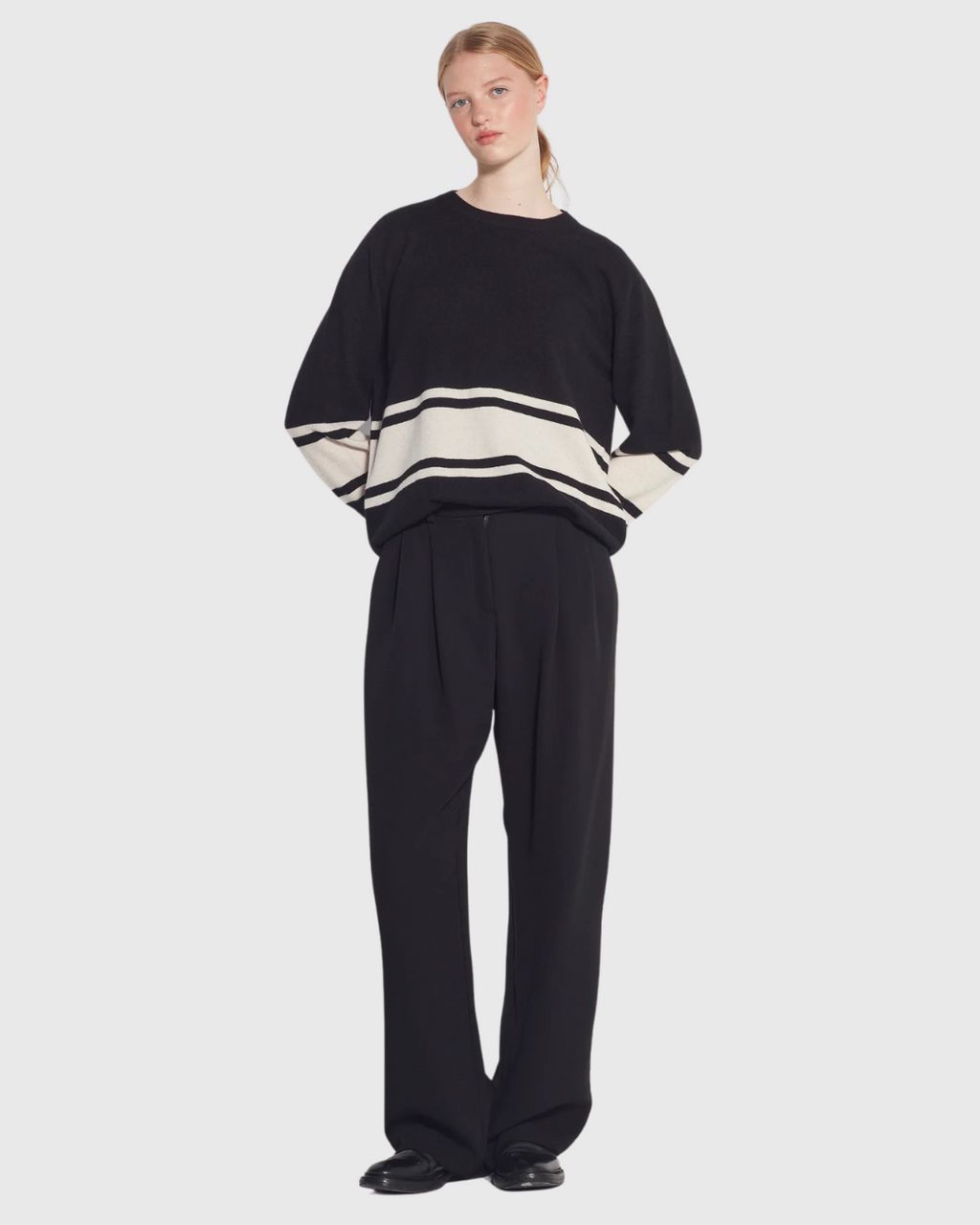 Stripe Crew Sweater (Cashmere) Oreo