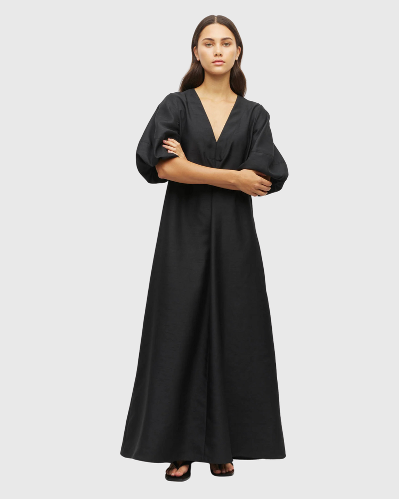 Piper Dress (Light Dupion) Black