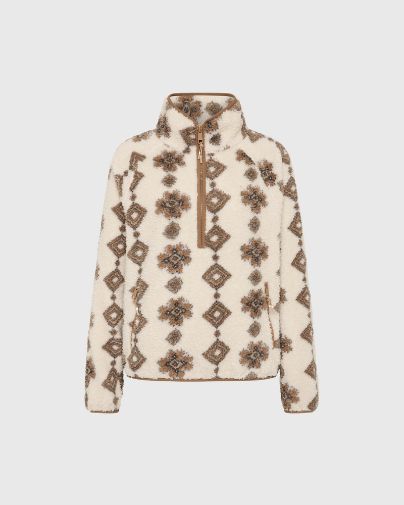 Harlow Fleece Pullover Abstract Creme