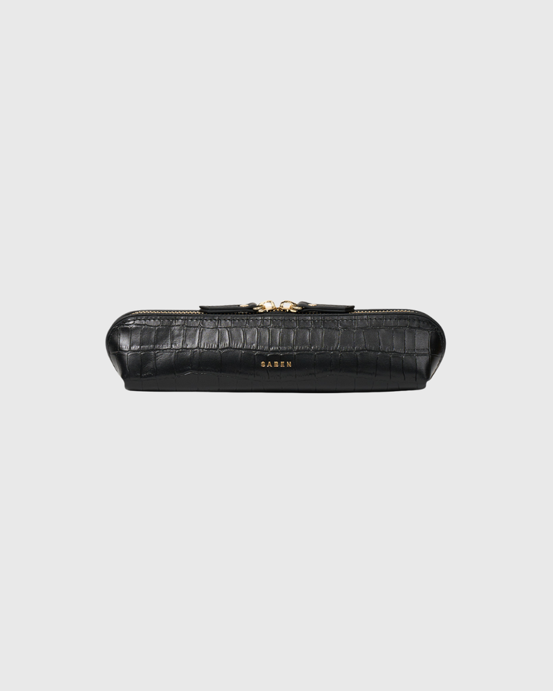 Tali Pencil Case Black Matte Croc
