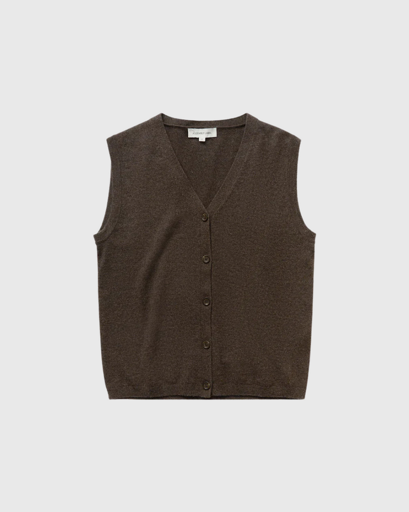 Lara Cashmere Knit Tank Ganache Marle