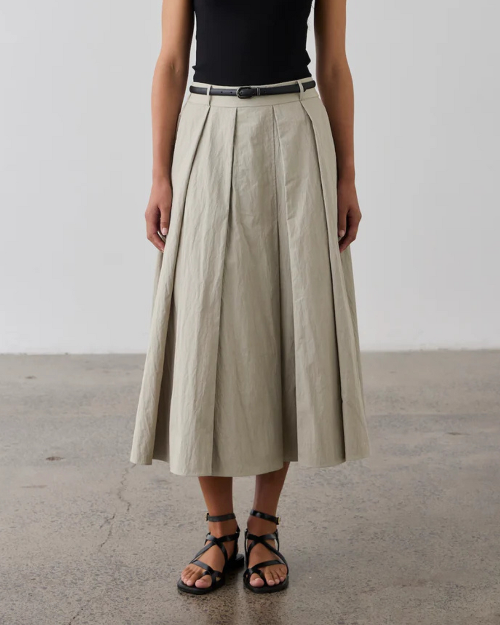 Full Pleated Skirt Pale Sage