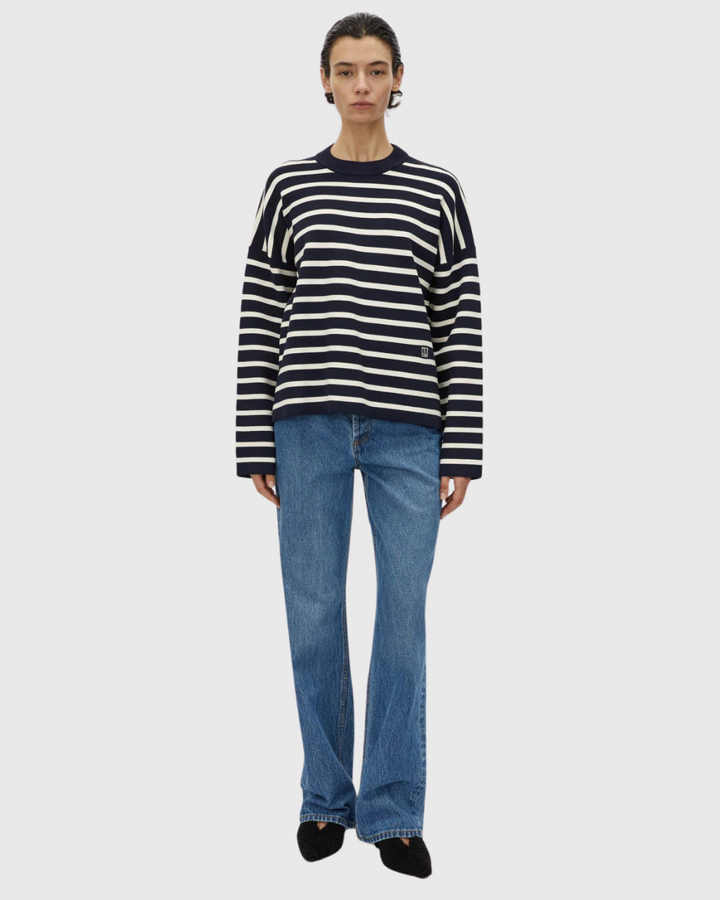Oscar Knit Sweater Navy Stripe