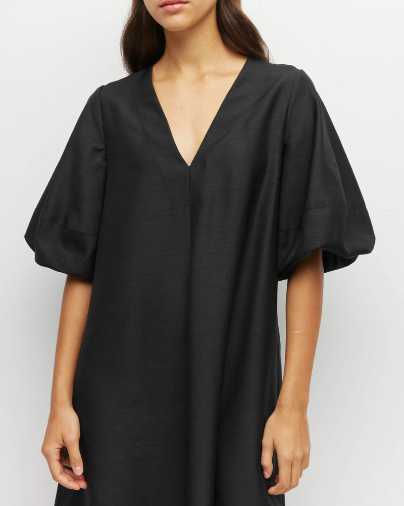 Piper Dress (Light Dupion) Black