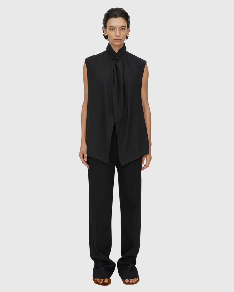 Oriole Twist Neck Top Black