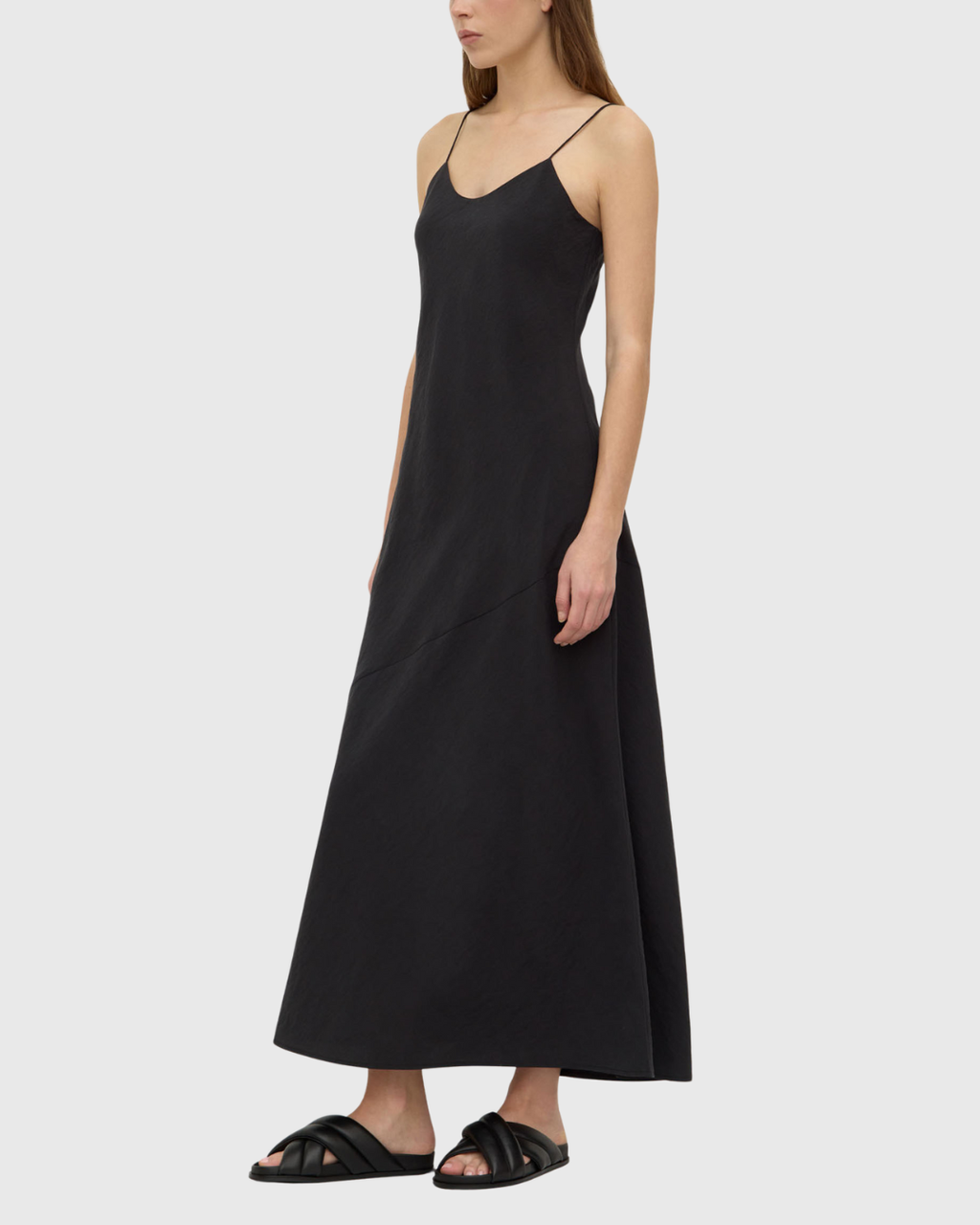 Heather Silk Blend Maxi Dress Black