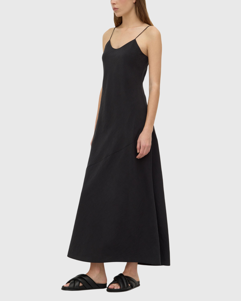 Heather Silk Blend Maxi Dress Black