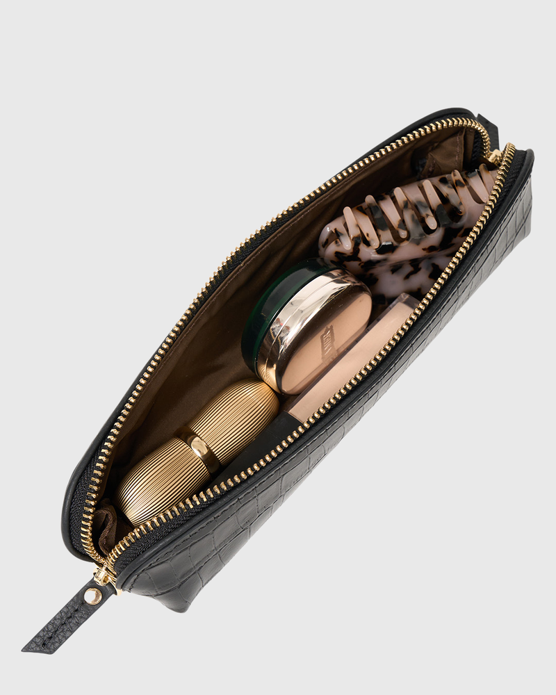 Tali Pencil Case Black Matte Croc