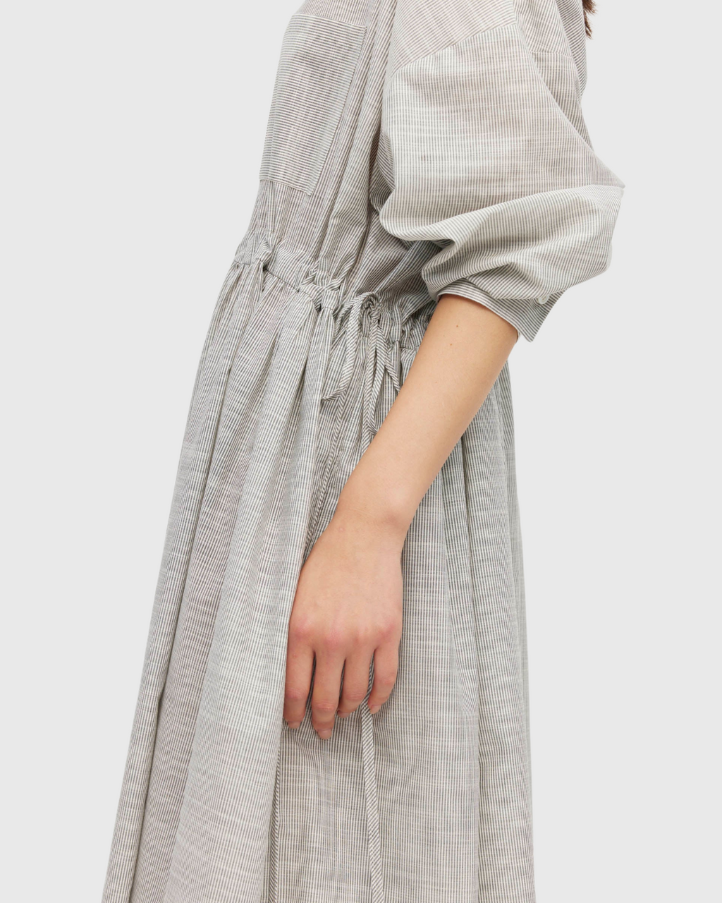 Lenora Dress (Pinstripe Voile) Fine Stripe