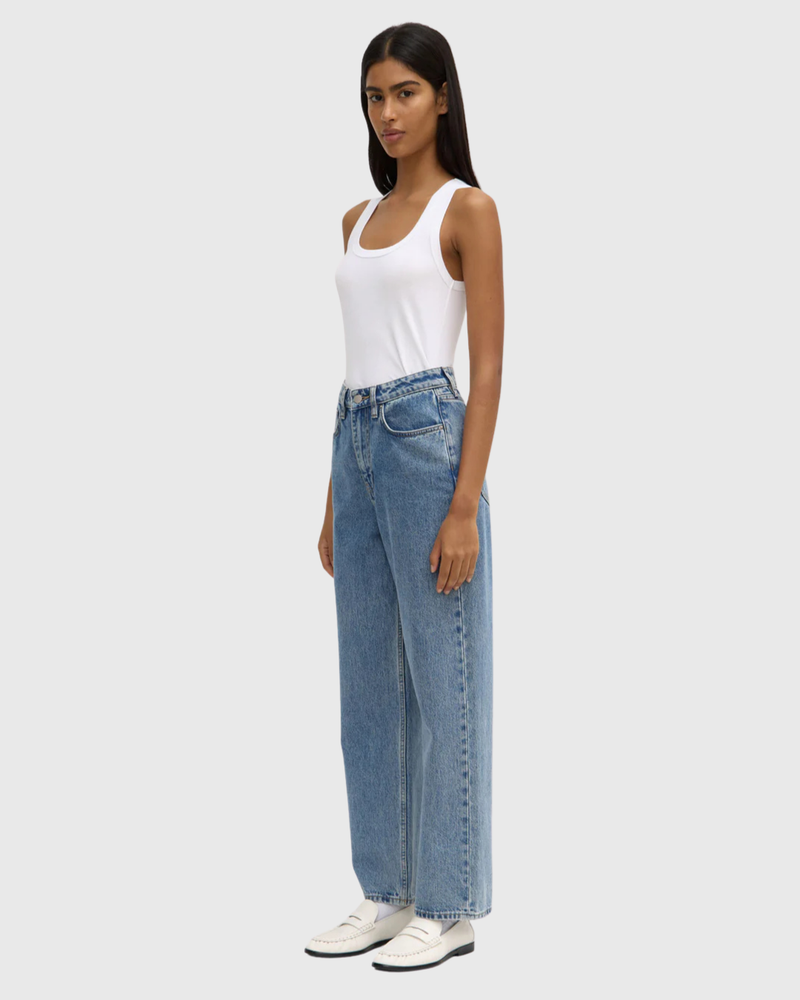 Robyn Scoop Neck Rib Tank White