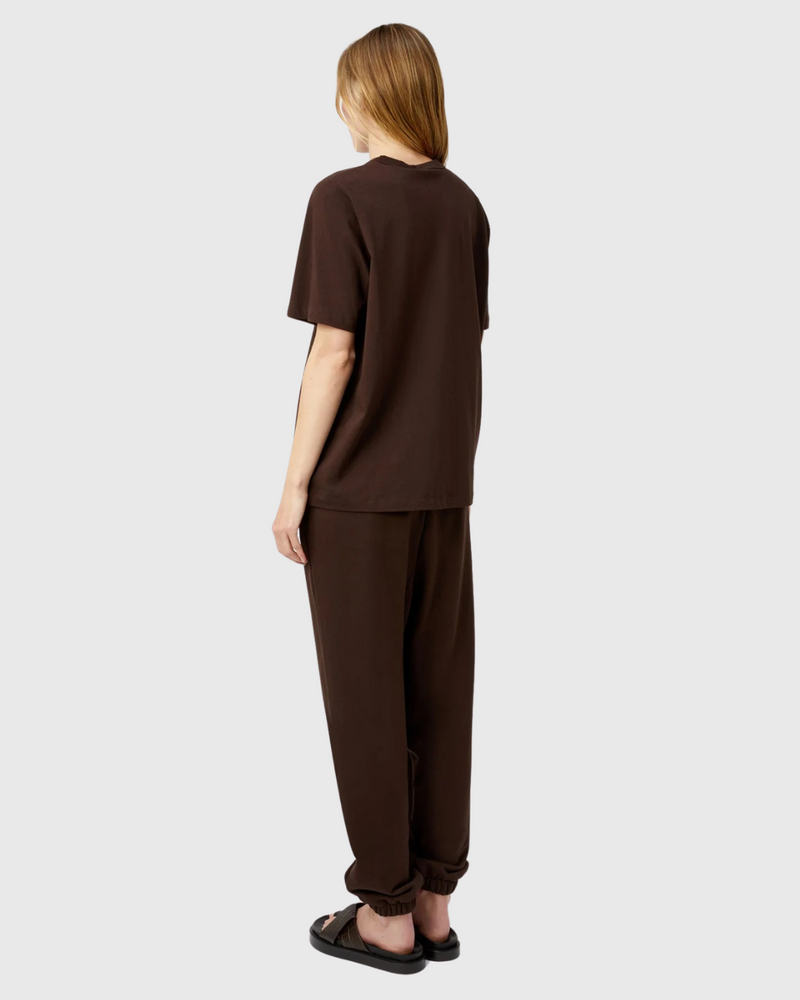 Tia Flocking Logo Tee Bitter Chocolate